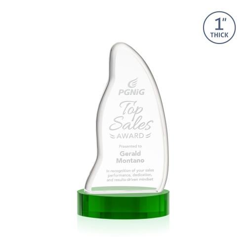 Awards and Plaques - Crystal Trophies - Beauford on Base Green Unique Crystal Trophy