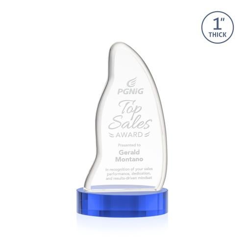 Awards and Plaques - Crystal Trophies - Beauford on Base Sky Blue Unique Crystal Trophy