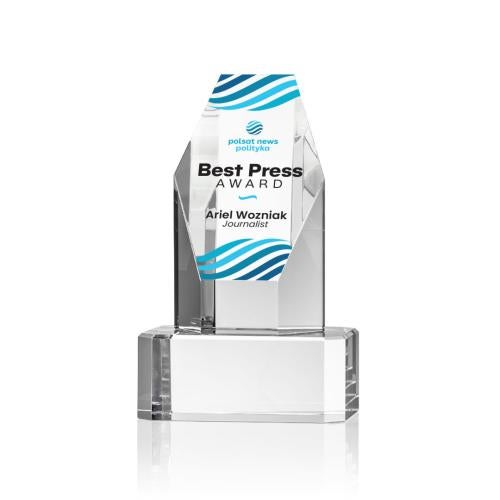 Awards and Plaques - Crystal Trophies - Holbrok Full Color on Base Clear Towers Crystal Trophy