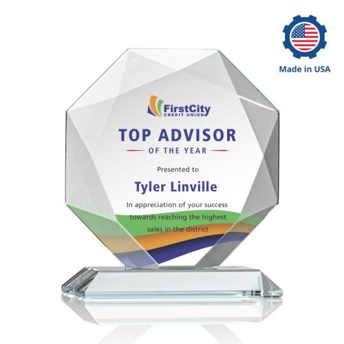 Awards and Plaques - Crystal Trophies - Gregory Full Color Polygon Crystal Trophy