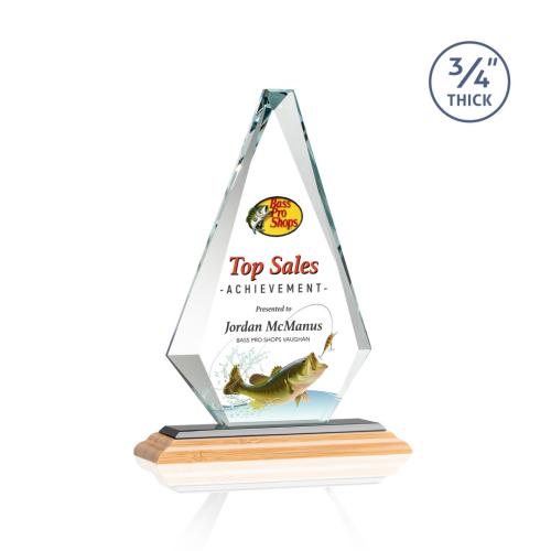 Awards and Plaques - Crystal Trophies - Crowell Full Color Bamboo/Black Wood Trophy