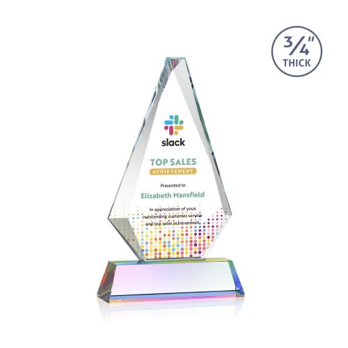 Awards and Plaques - Crystal Trophies - Crowell Full Color on Helton Prismatic Crystal Trophy
