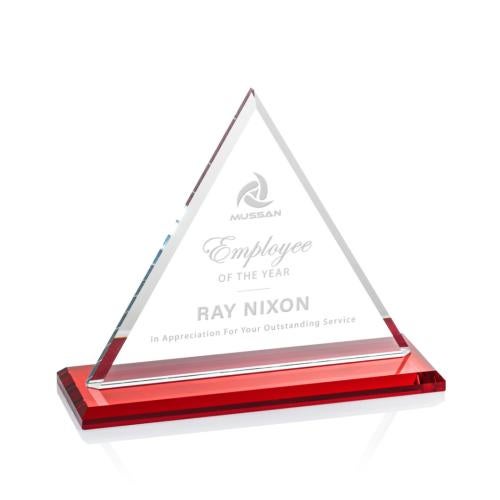 Awards and Plaques - Crystal Trophies - Melton Red Pyramid Crystal Trophy