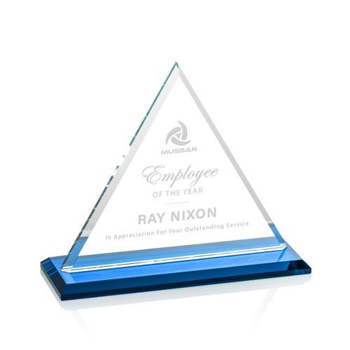 Awards and Plaques - Crystal Trophies - Melton Sky Blue Pyramid Crystal Trophy