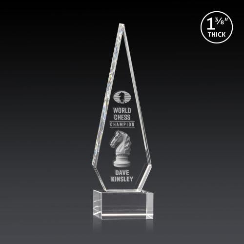 Awards and Plaques - Crystal Trophies - Cullen 3D on Plated Base Clear Crystal Trophy