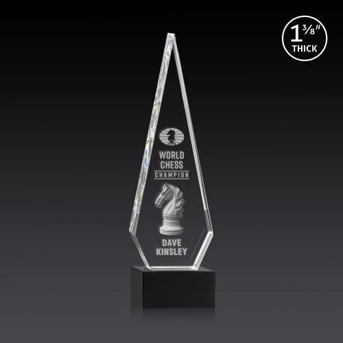 Awards and Plaques - Crystal Trophies - Cullen 3D on Plated Base Black Crystal Trophy