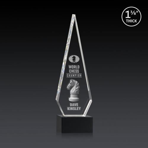 Awards and Plaques - Crystal Trophies - Cullen 3D on Plated Base Black Crystal Trophy