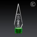 Cullen 3D on Round Base Green Crystal Trophy