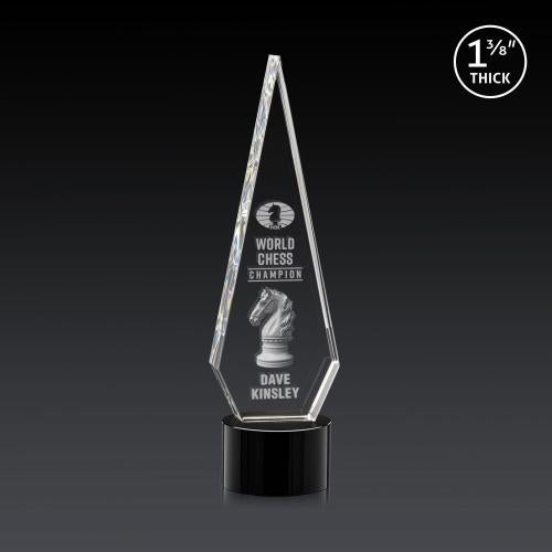 Awards and Plaques - Crystal Trophies - Cullen 3D on Round Base Black Crystal Trophy