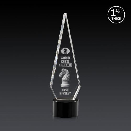 Awards and Plaques - Crystal Trophies - Cullen 3D on Round Base Black Crystal Trophy