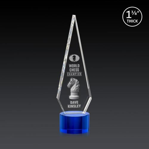 Awards and Plaques - Crystal Trophies - Cullen 3D on Round Base Blue Crystal Trophy