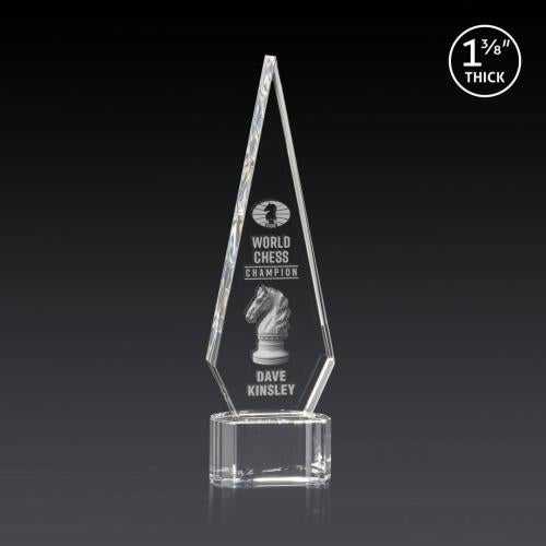 Awards and Plaques - Crystal Trophies - Cullen 3D on Half Round Base Clear Crystal Trophy
