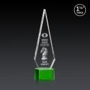Cullen 3D on Half Round Base Green Crystal Trophy