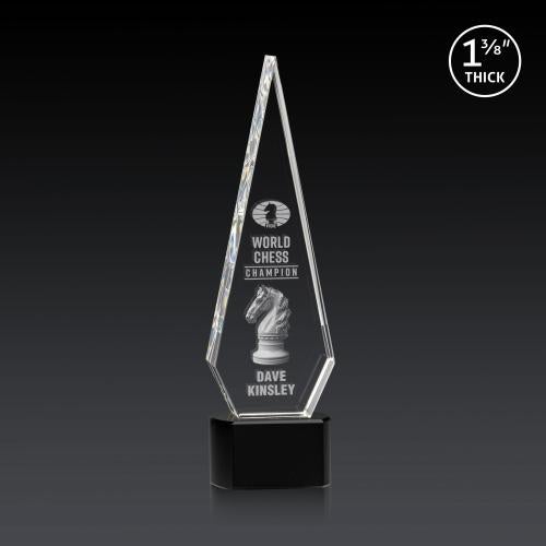 Awards and Plaques - Crystal Trophies - Cullen 3D on Half Round Base Black Crystal Trophy
