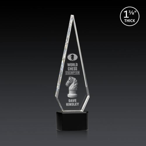 Awards and Plaques - Crystal Trophies - Cullen 3D on Half Round Base Black Crystal Trophy