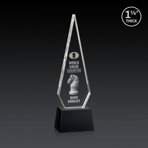 Awards and Plaques - Crystal Trophies - Cullen 3D on Small Base Black Crystal Trophy