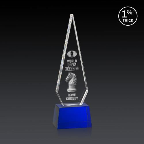 Awards and Plaques - Crystal Trophies - Cullen 3D on Small Base Blue Crystal Trophy