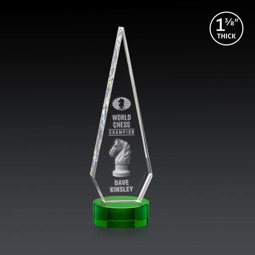 Awards and Plaques - Crystal Trophies - Cullen 3D on Lockwood Base Green Crystal Trophy