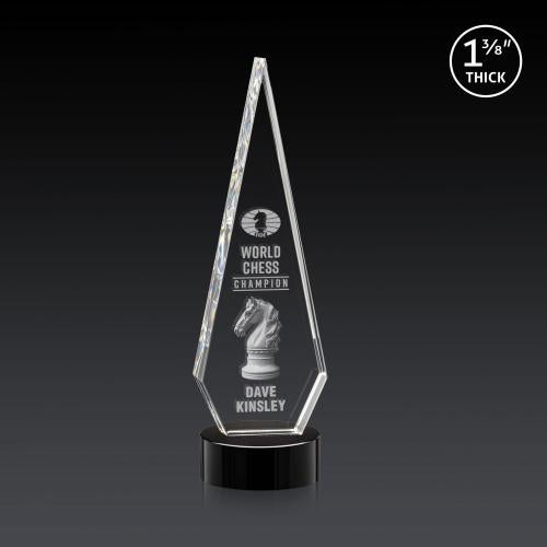 Awards and Plaques - Crystal Trophies - Cullen 3D on Lockwood Base Black Crystal Trophy