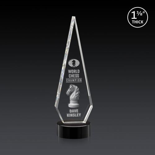 Awards and Plaques - Crystal Trophies - Cullen 3D on Lockwood Base Black Crystal Trophy