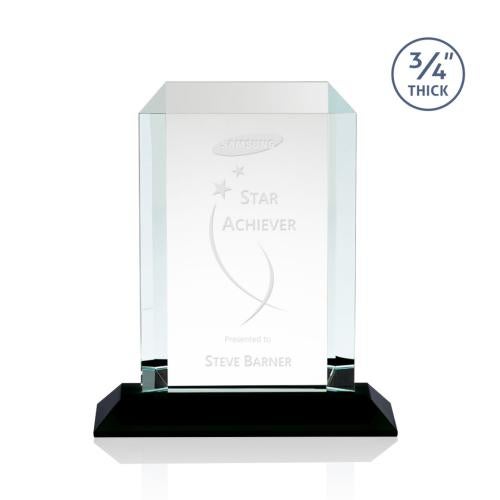 Awards and Plaques - Crystal Trophies - Carey Black Rectangle Crystal Trophy