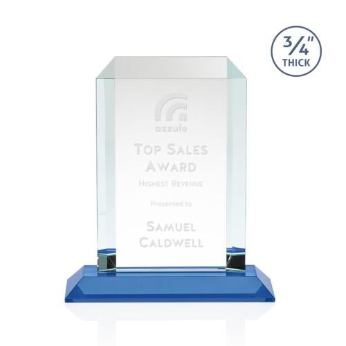 Awards and Plaques - Crystal Trophies - Carey Sky Blue Rectangle Crystal Trophy