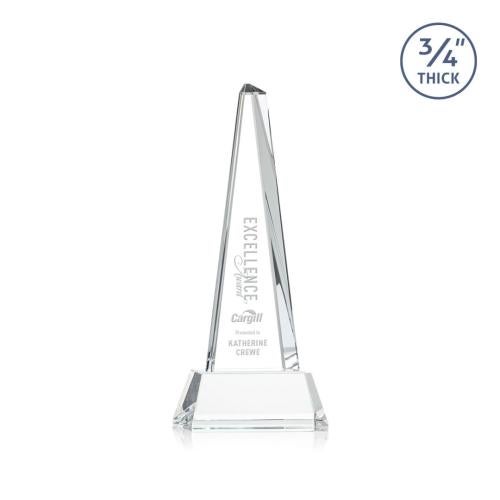 Awards and Plaques - Crystal Trophies - Womack Tower on Helton Base Clear Towers Crystal Trophy