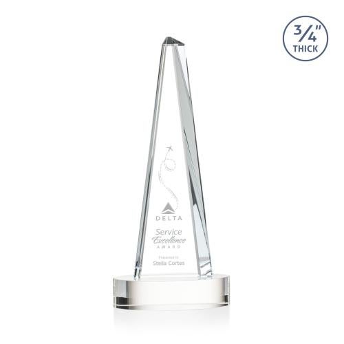 Awards and Plaques - Crystal Trophies - Womack Tower on Alberton Base Clear Towers Crystal Trophy