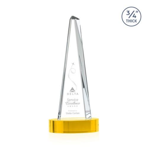 Awards and Plaques - Crystal Trophies - Womack Tower on Alberton Base Gold Towers Crystal Trophy