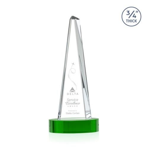 Awards and Plaques - Crystal Trophies - Womack Tower on Alberton Base Green Towers Crystal Trophy