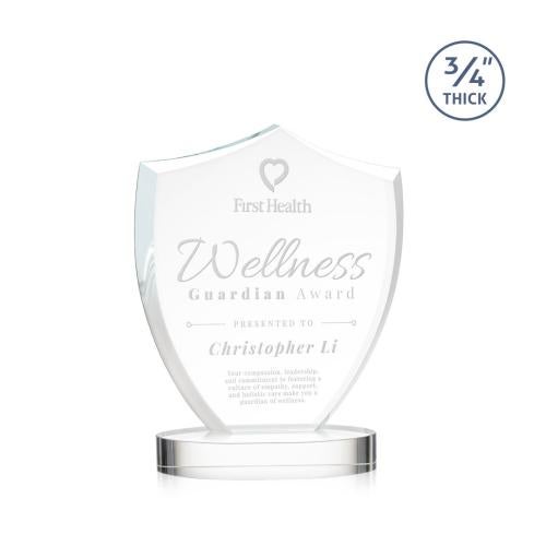 Awards and Plaques - Crystal Trophies - Escamilla Shield on Alberton Base - Clear