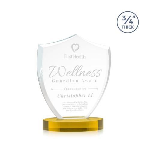 Awards and Plaques - Crystal Trophies - Escamilla Shield on Alberton Base - Gold