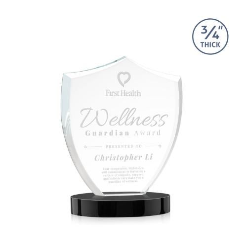 Awards and Plaques - Crystal Trophies - Escamilla Shield on Alberton Base - Black