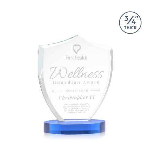 Awards and Plaques - Crystal Trophies - Escamilla Shield on Alberton Base - Sky Blue