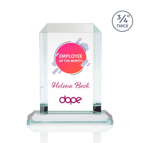 Awards and Plaques - Crystal Trophies - Carey Full Color Clear Rectangle Crystal Trophy