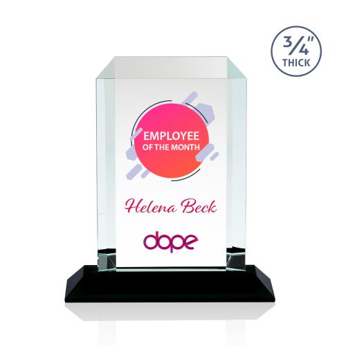 Awards and Plaques - Crystal Trophies - Carey Full Color Black Rectangle Crystal Trophy