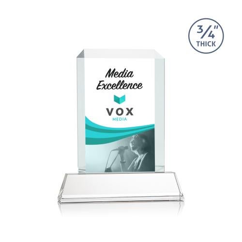 Awards and Plaques - Crystal Trophies - Carey Full Color on Helton Clear Rectangle Crystal Trophy