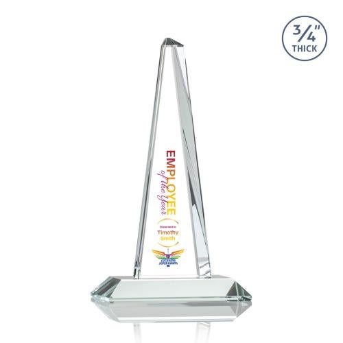 Awards and Plaques - Crystal Trophies - Womack Tower Full Color Clear Towers Crystal Trophy