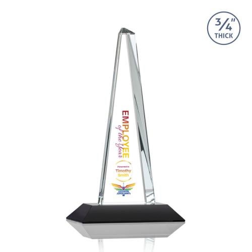 Awards and Plaques - Crystal Trophies - Womack Tower Full Color Black Towers Crystal Trophy