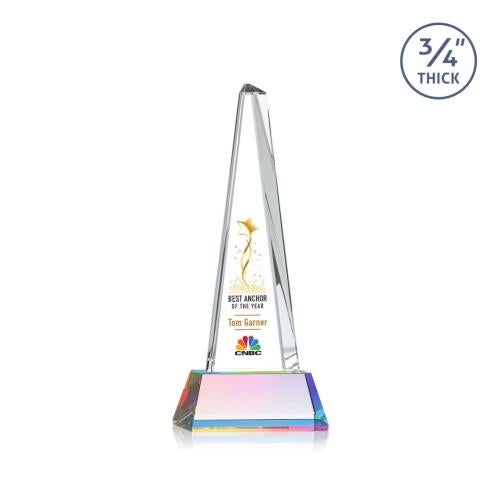 Awards and Plaques - Crystal Trophies - Womack Tower Full Color on Helton Prismatic Towers Crystal Trophy