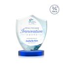 Escamilla Shield Full Color on Alberton Base Blue Unique Crystal Trophy