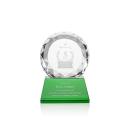 Milton on Pruitt Base Green Circle Crystal Trophy