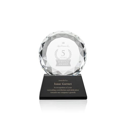 Awards and Plaques - Crystal Trophies - Milton on Pruitt Base Black Circle Crystal Trophy