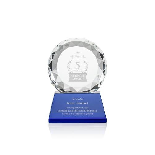 Awards and Plaques - Crystal Trophies - Milton on Pruitt Base Blue Circle Crystal Trophy