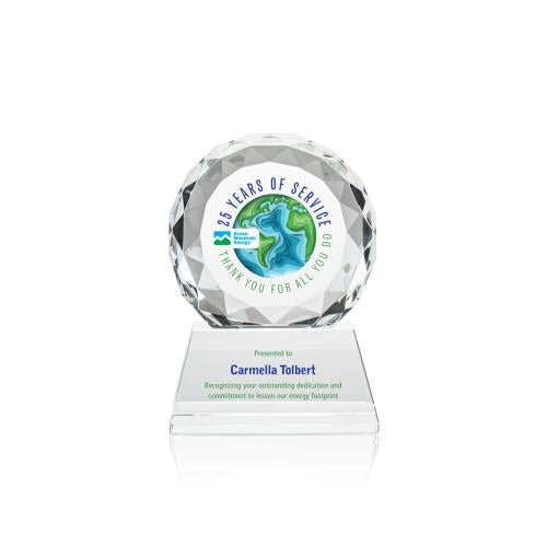 Awards and Plaques - Crystal Trophies - Milton Full Color on Pruitt Base Clear Circle Crystal Trophy