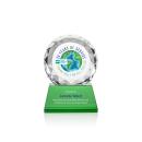 Milton Full Color on Pruitt Base Green Circle Crystal Trophy