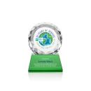Milton Full Color on Pruitt Base Green Circle Crystal Trophy