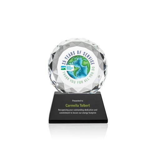 Awards and Plaques - Crystal Trophies - Milton Full Color on Pruitt Base Black Circle Crystal Trophy