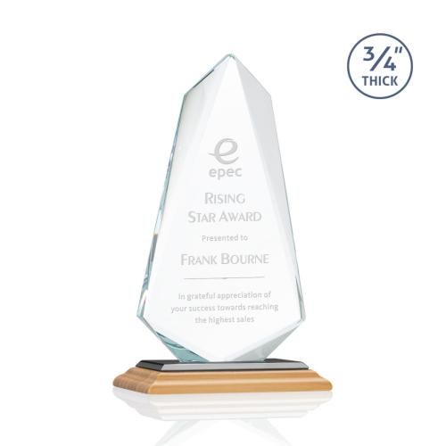 Awards and Plaques - Crystal Trophies - McMullen Bamboo/Black Unique Wood Trophy