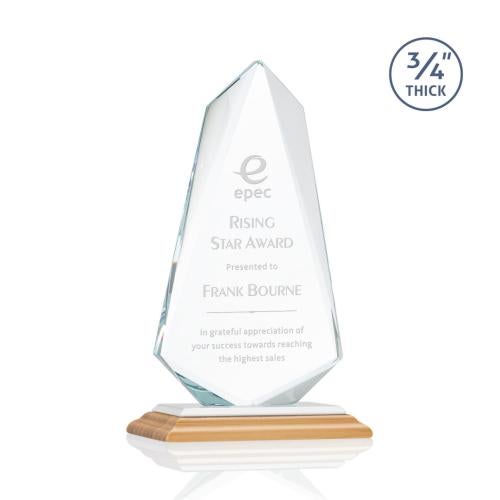 Awards and Plaques - Crystal Trophies - McMullen Bamboo/White Unique Wood Trophy